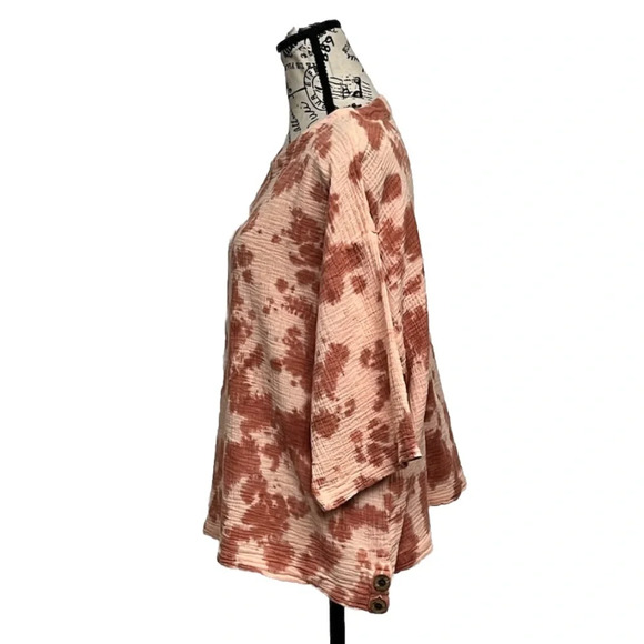 Pure Jill Blouse Women XS Boxy Tie-Dyed Tunic Gauze Slub Knit Lagenlook Boho - Picture 4 of 11